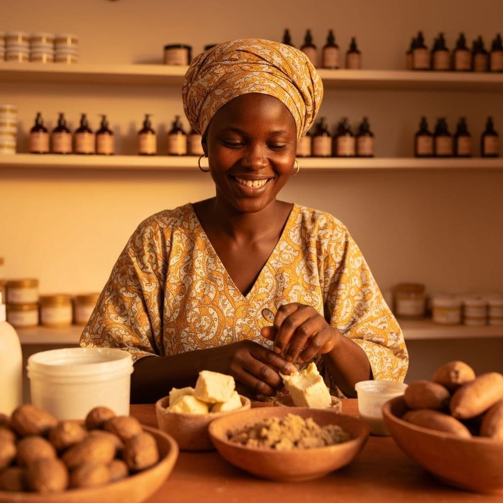 Senegalese artisan crafting beauty products